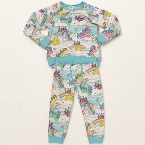 Bums & Roses x My Little Pony two-piece jogger set in girls size 3T.